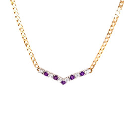 Pre Owned 9ct Curb Amethyst and CZ Necklet ZN462